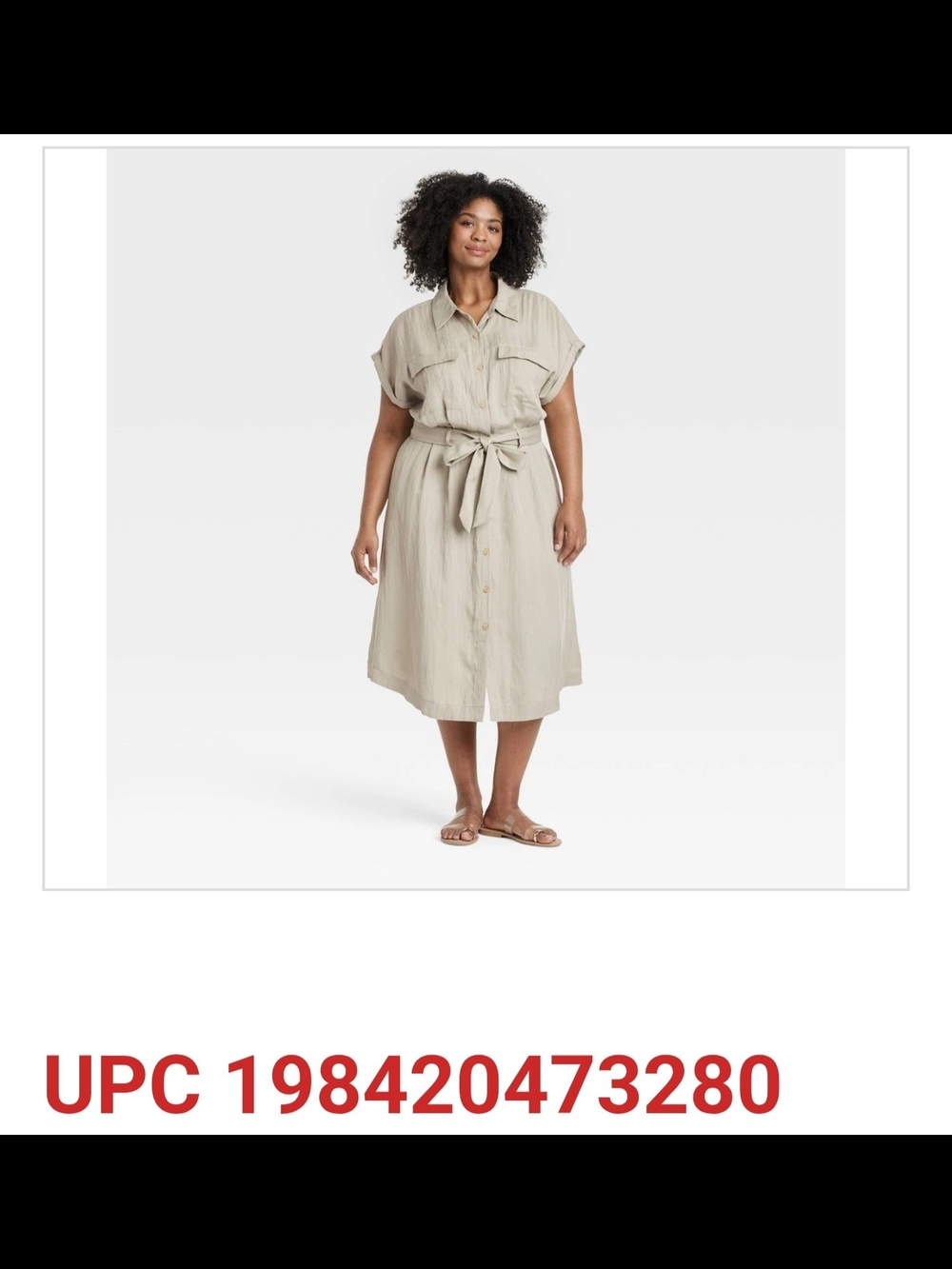 Button-Front Shirt Dress with Waist Tie in Light Green
